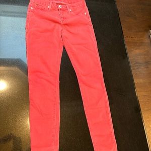 Hudson skinny jean in super coral-pink shade!